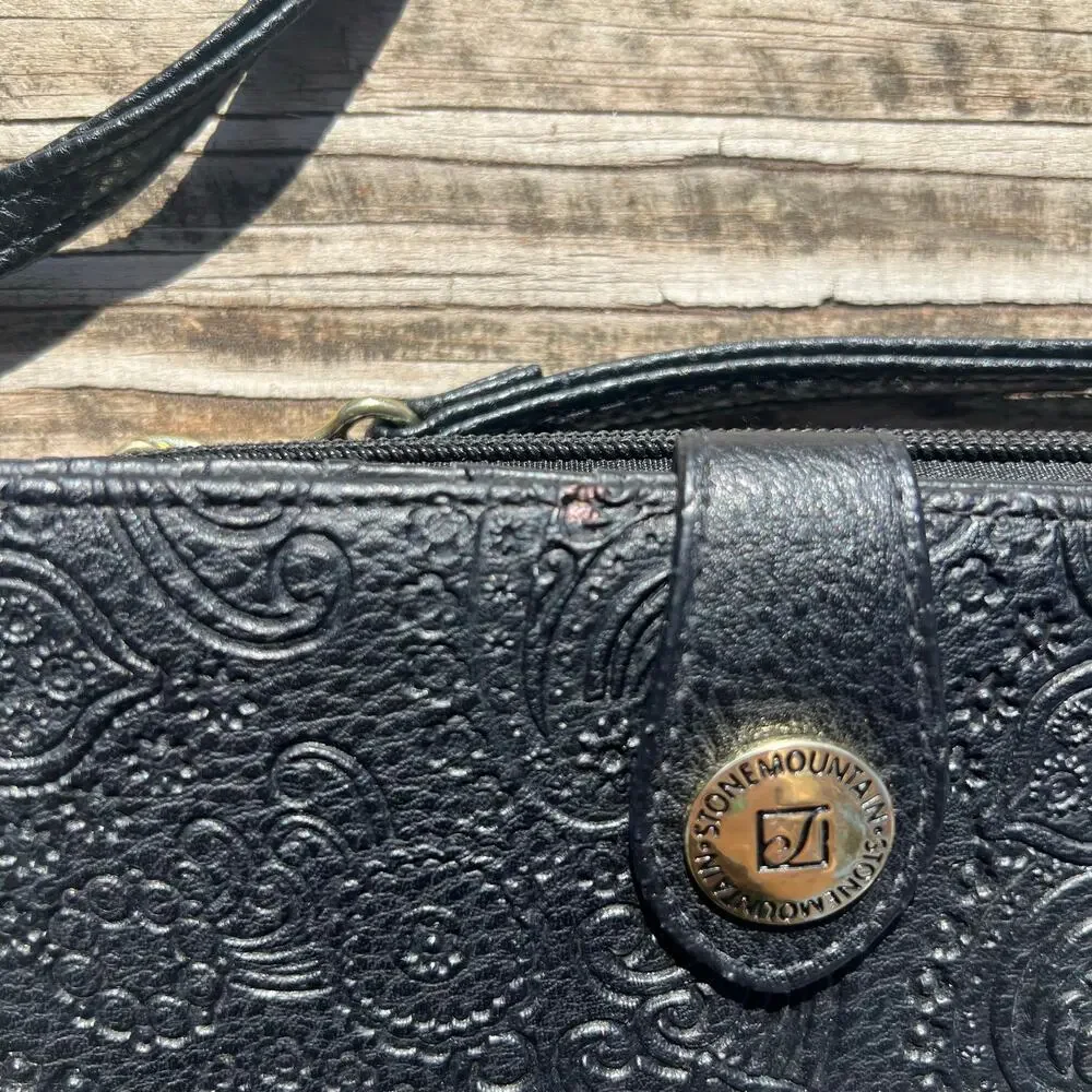 Stone Mountain Convertible Wallet Crossbody Black Embossed Travel Organizer - Picture 6 of 16